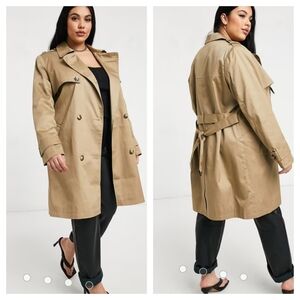 ASOS DESIGN Curve trench coat in stone Size 26 Plus Size